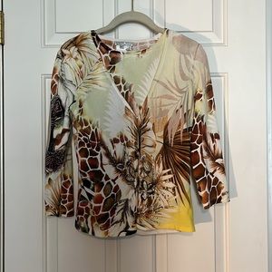 Alberto Makali Safari themed, embellished, beaded cruise tropical twin set